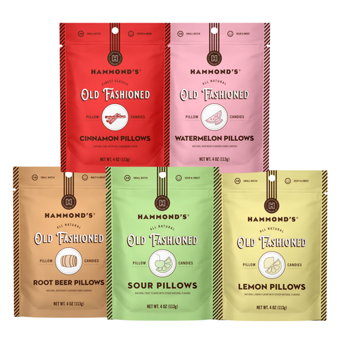 five pillow bags on white background
