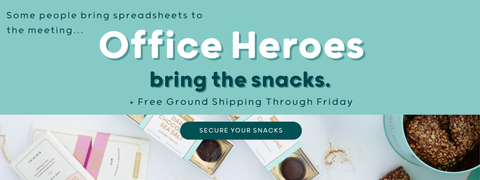 office heroes bring the snacks banner on blue background