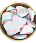 blueberry and strawberry bears in brass bowl on white background