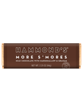 A packaged chocolate bar from Hammond's More S'mores, featuring a dark brown wrapper with white text and gold-colored ends, set against a plain white background.