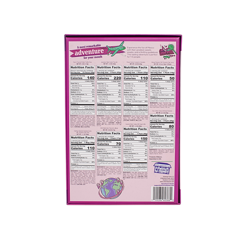 Nutrition label sheet with multiple columns on a white background
