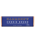 A single wrapped bar of Hammond's Cookie Dough chocolate on a plain white background. The wrapper is dark blue with white text and small gold accents on the sides.