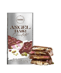 Packaging of Angel Hair Chocolate with images of the product on a white background