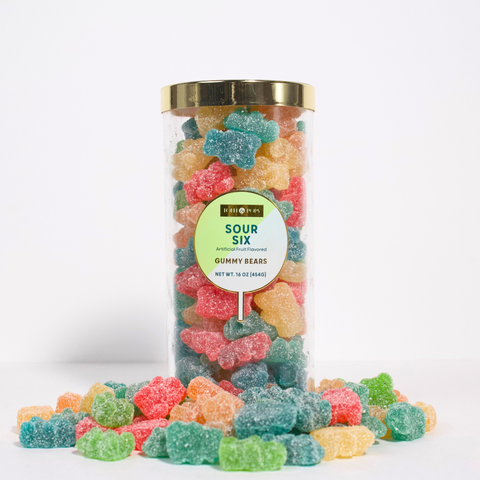 Large Sour Six Gummy Tube on white background