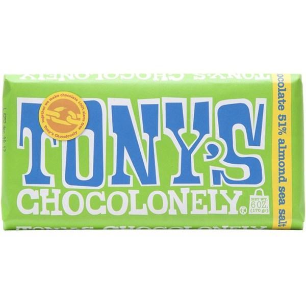 Lolli and Pops Classic Tony&#39;s Dark Almond Sea Salt 51% Bar