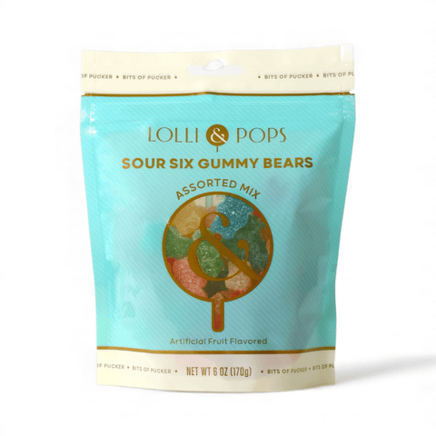Lolli and Pops Gummy Bears Sour Six Gummy Bears Bag