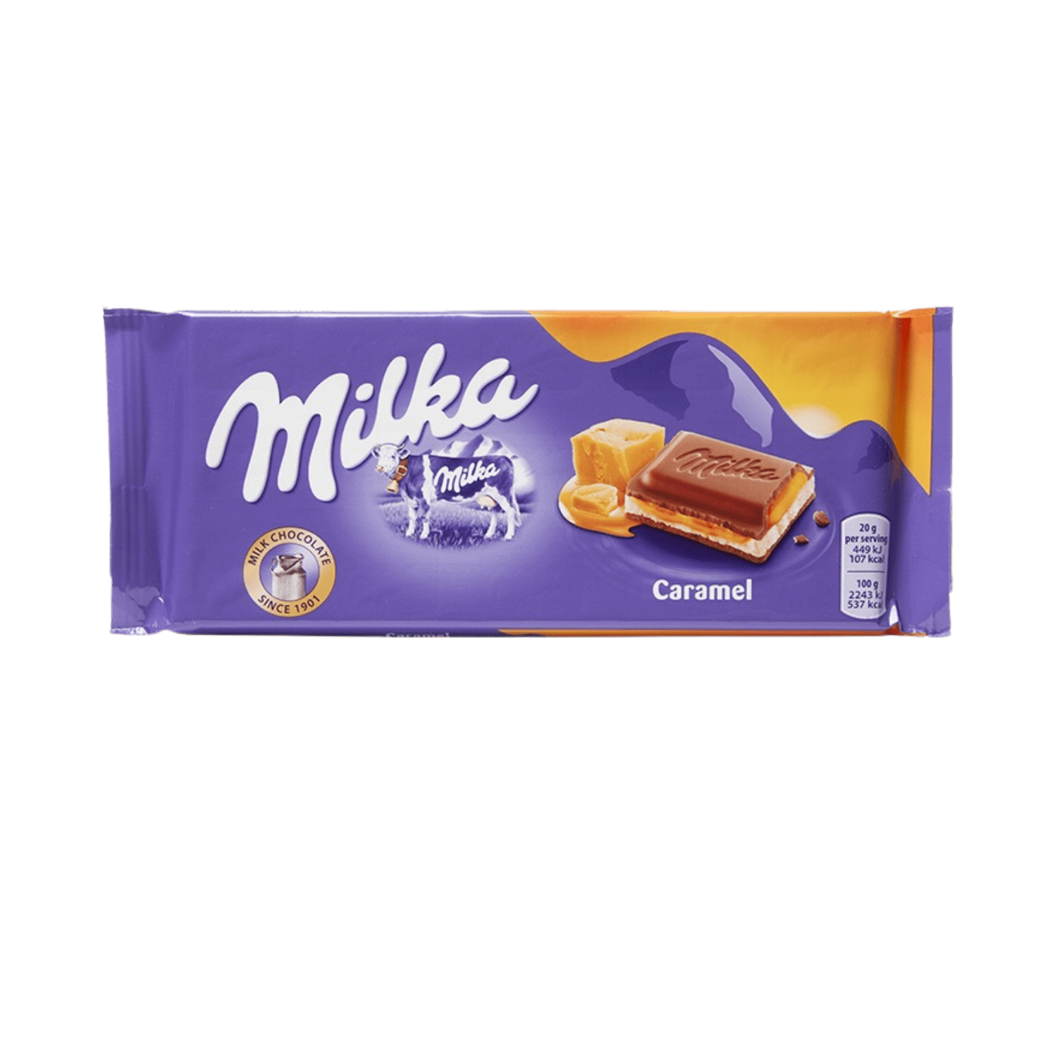Milka Chocolate Candy | Milk Chocolate Tablet Caramel | 3,5 Oz /100 Gr