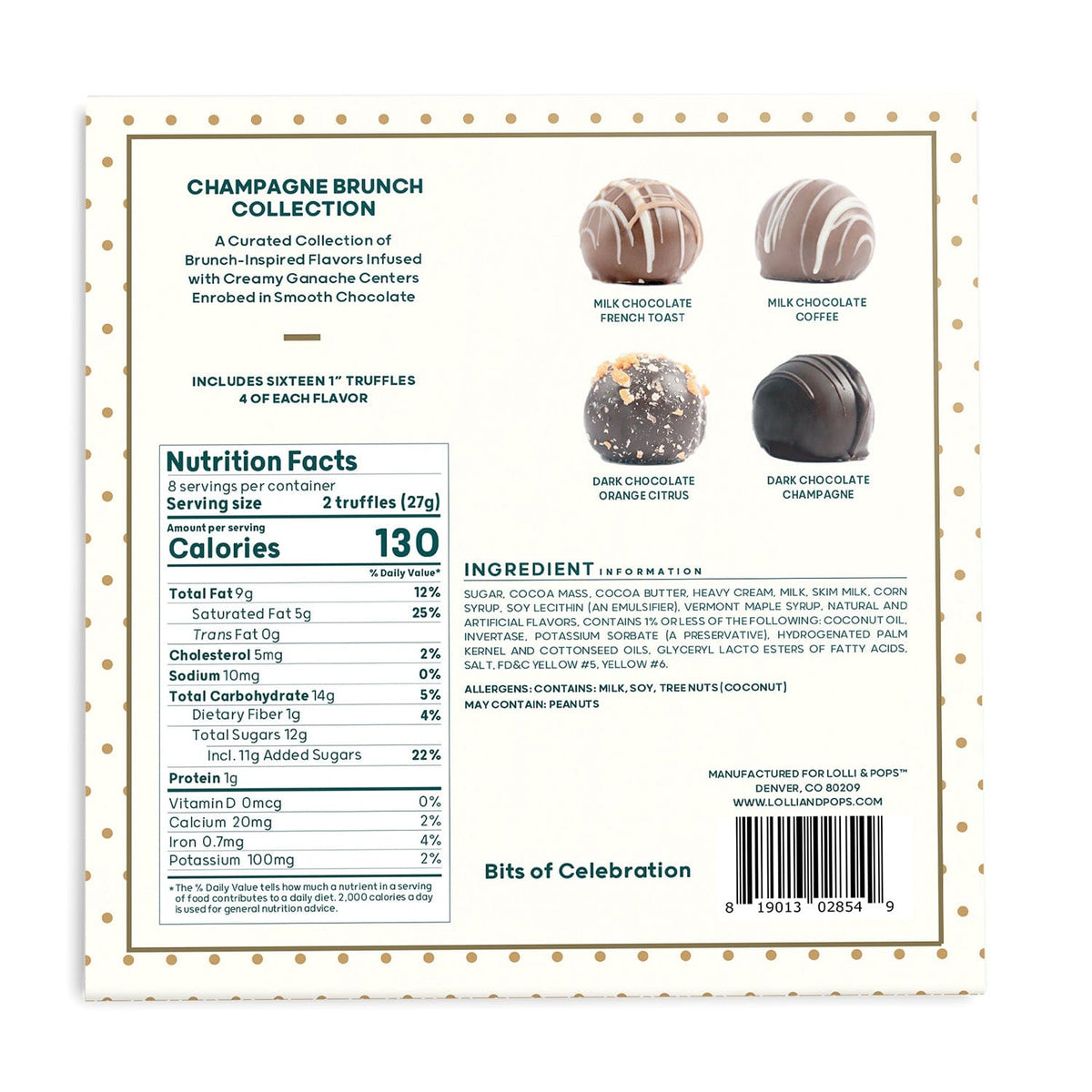 Lolli and Pops L&amp;P Collection Champagne Brunch 16 Piece Truffle Collection