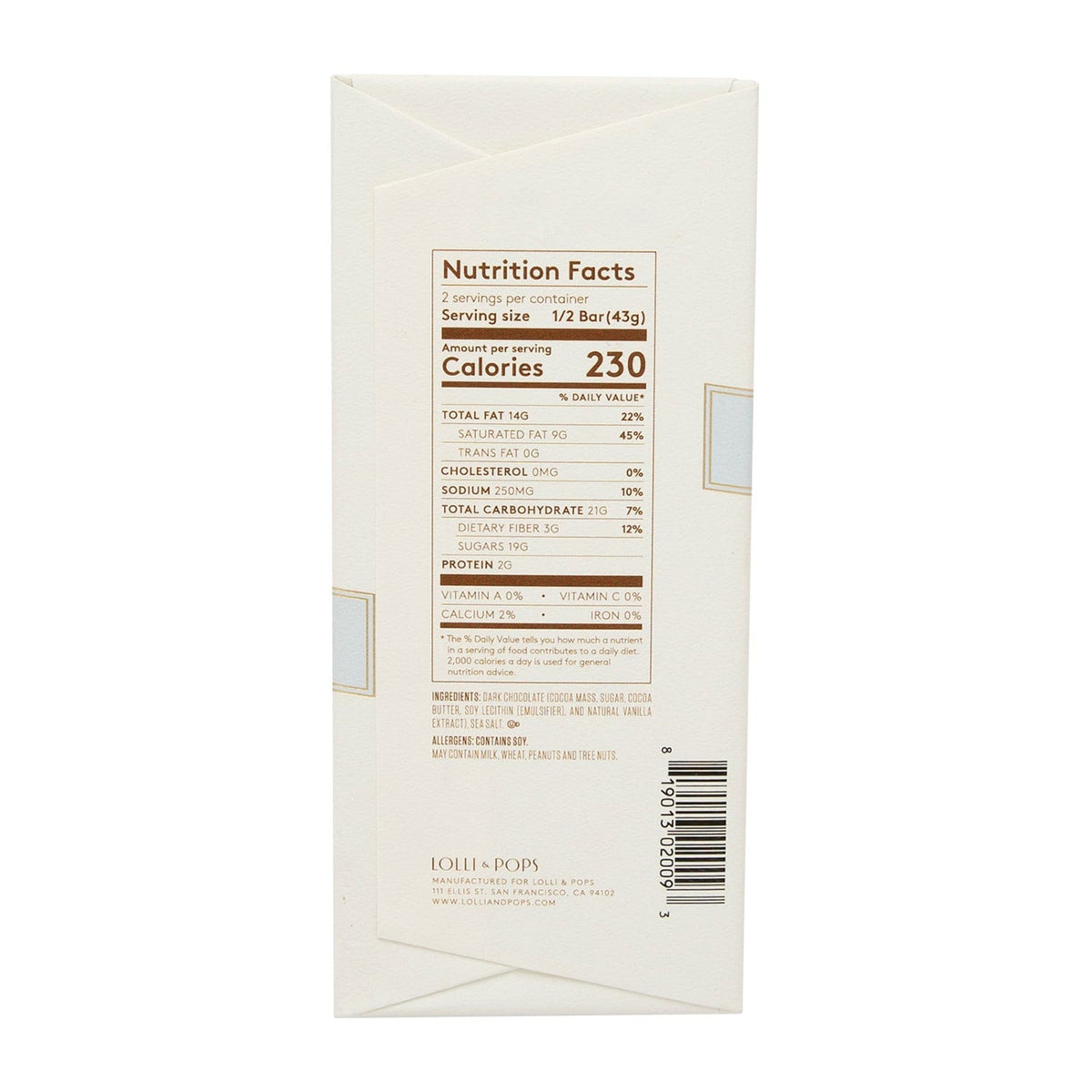 Lolli and Pops L&amp;P Collection Chocolate &amp; Sea Salt Signature Bar