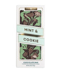 Mint and cookie chocolate bar packaging with 'Lolli & Pops' branding on a white background.