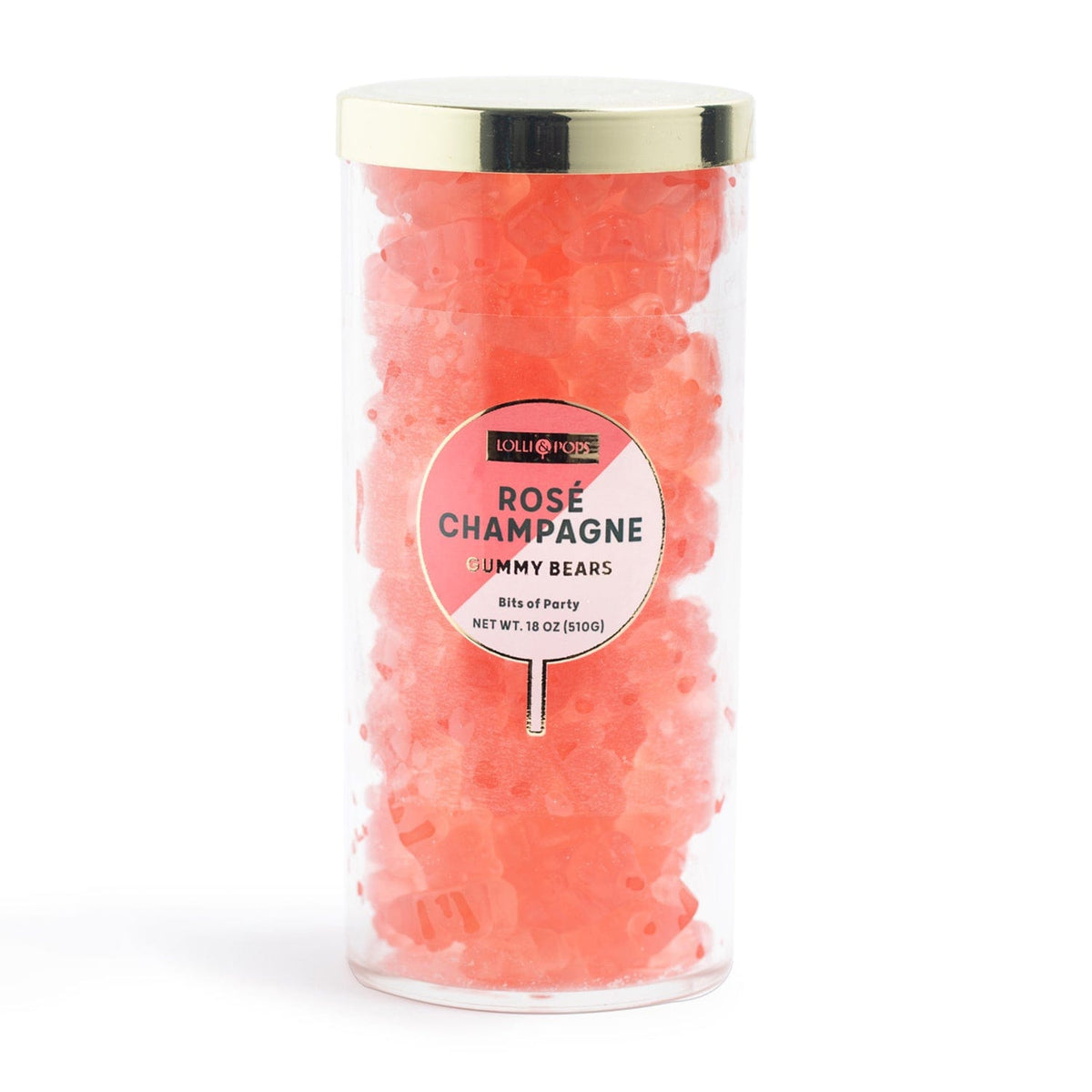 Lolli and Pops L&amp;P Collection Rosé Champagne Large Gummy Bears Tube