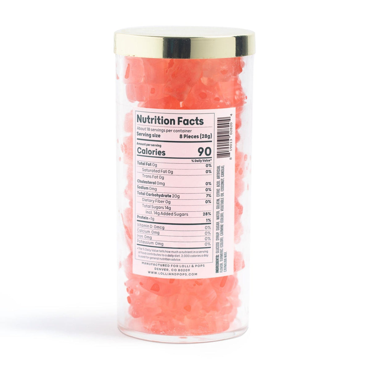 Lolli and Pops L&amp;P Collection Rosé Champagne Large Gummy Bears Tube