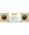 Dark Chocolate Caramel Truffles on white background