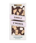Lollipop package labeled 'Simply S'mores' with chocolate and marshmallow design on a white background