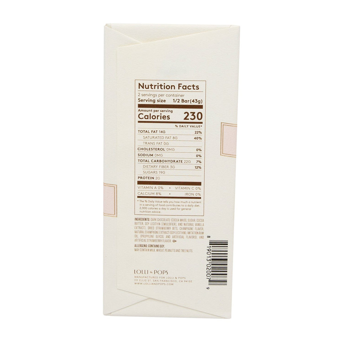 Lolli and Pops L&amp;P Collection Strawberry Champagne Signature Bar