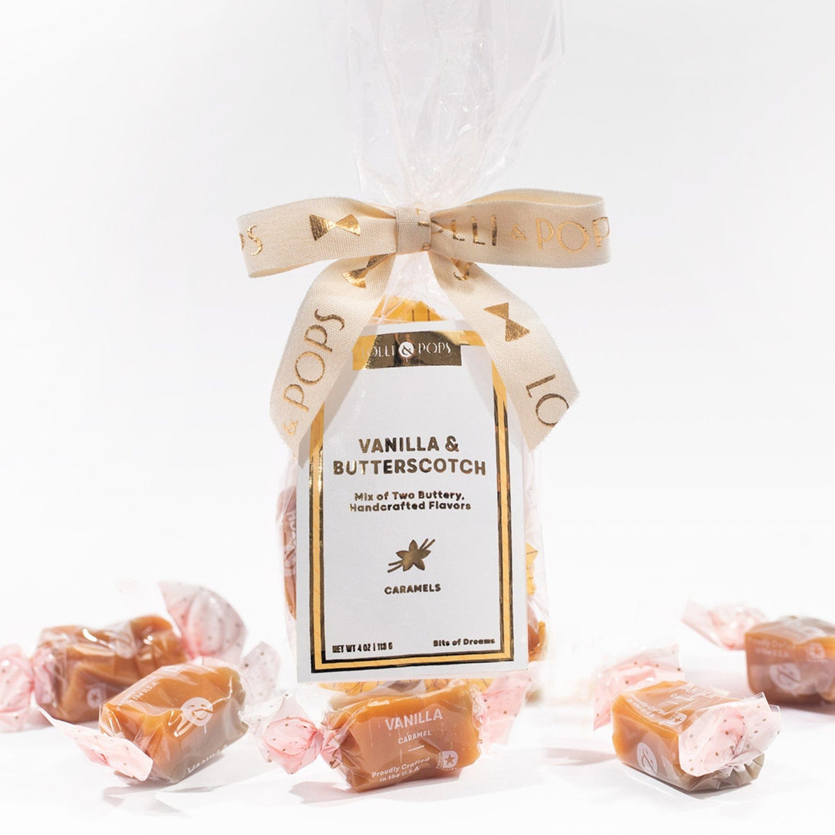 Lolli and Pops L&amp;P Collection Vanilla &amp; Butterscotch Caramels Bag