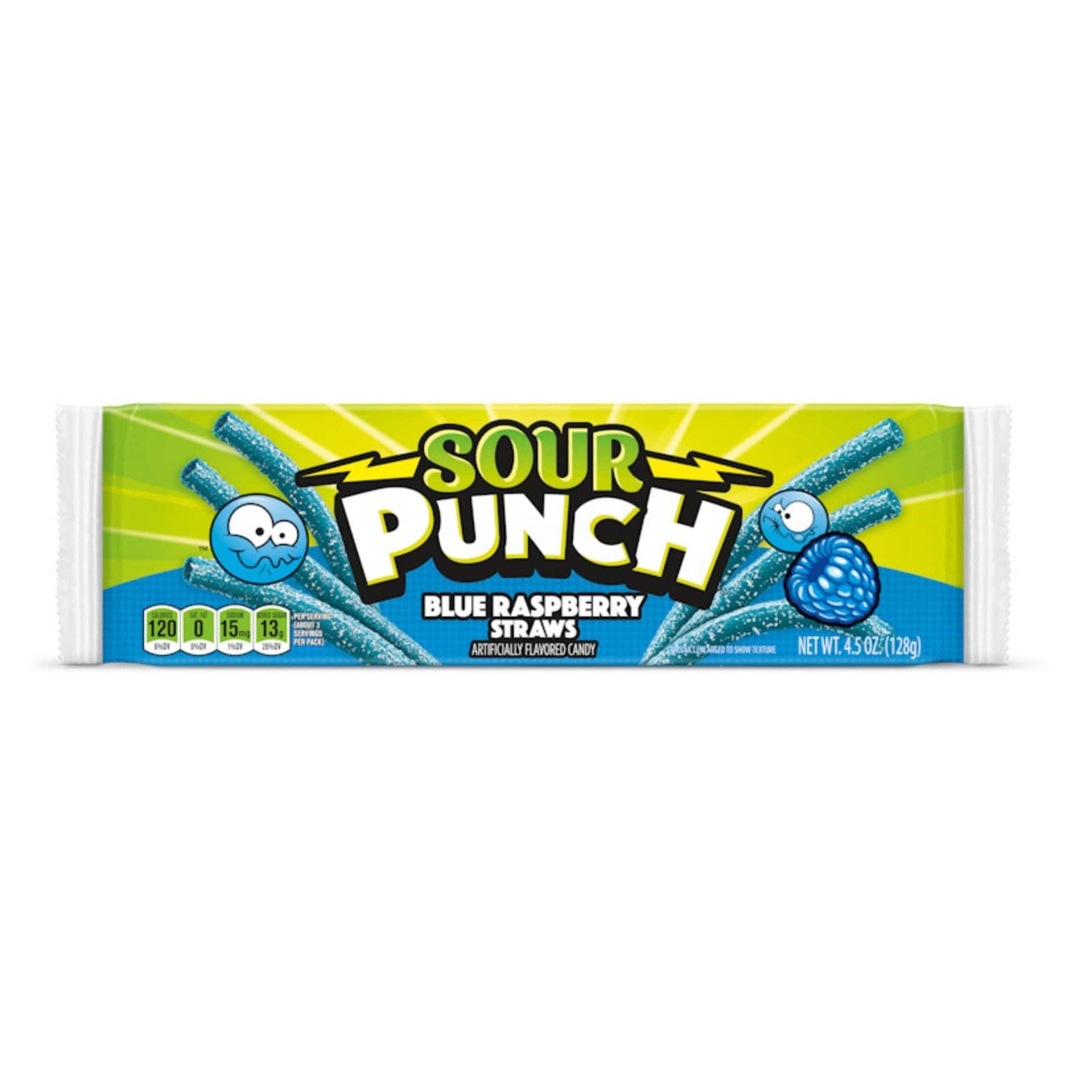 Sour Punch Blue Raspberry Straws Lolli and Pops