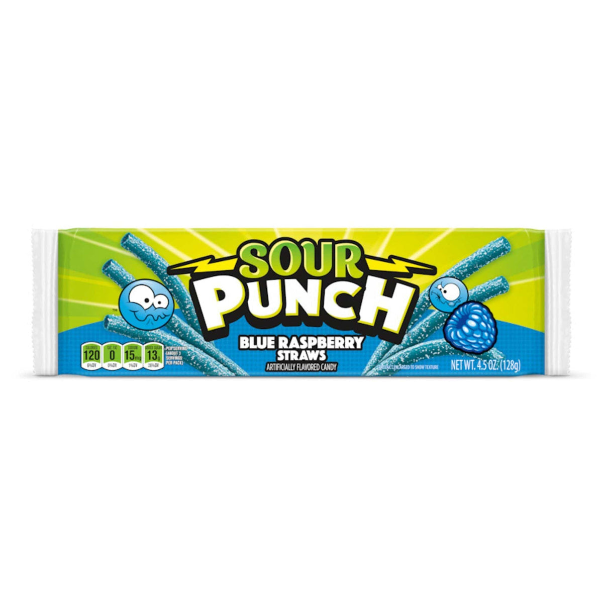 Lolli and Pops Novelty Sour Punch Blue Raspberry Straws