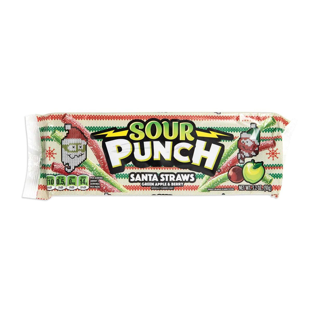 Lolli and Pops Novelty Sour Punch Santa Straws