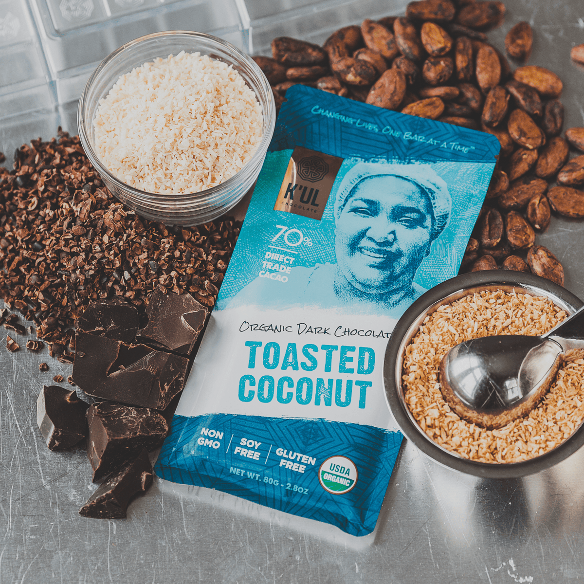 Lolli and Pops Premium K&#39;UL Toasted Coconut Dark Chocolate Bar