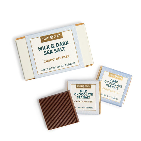 Lolli & Pops L&P Collection 12 Piece Milk & Dark Chocolate Sea Salt Tiles Box